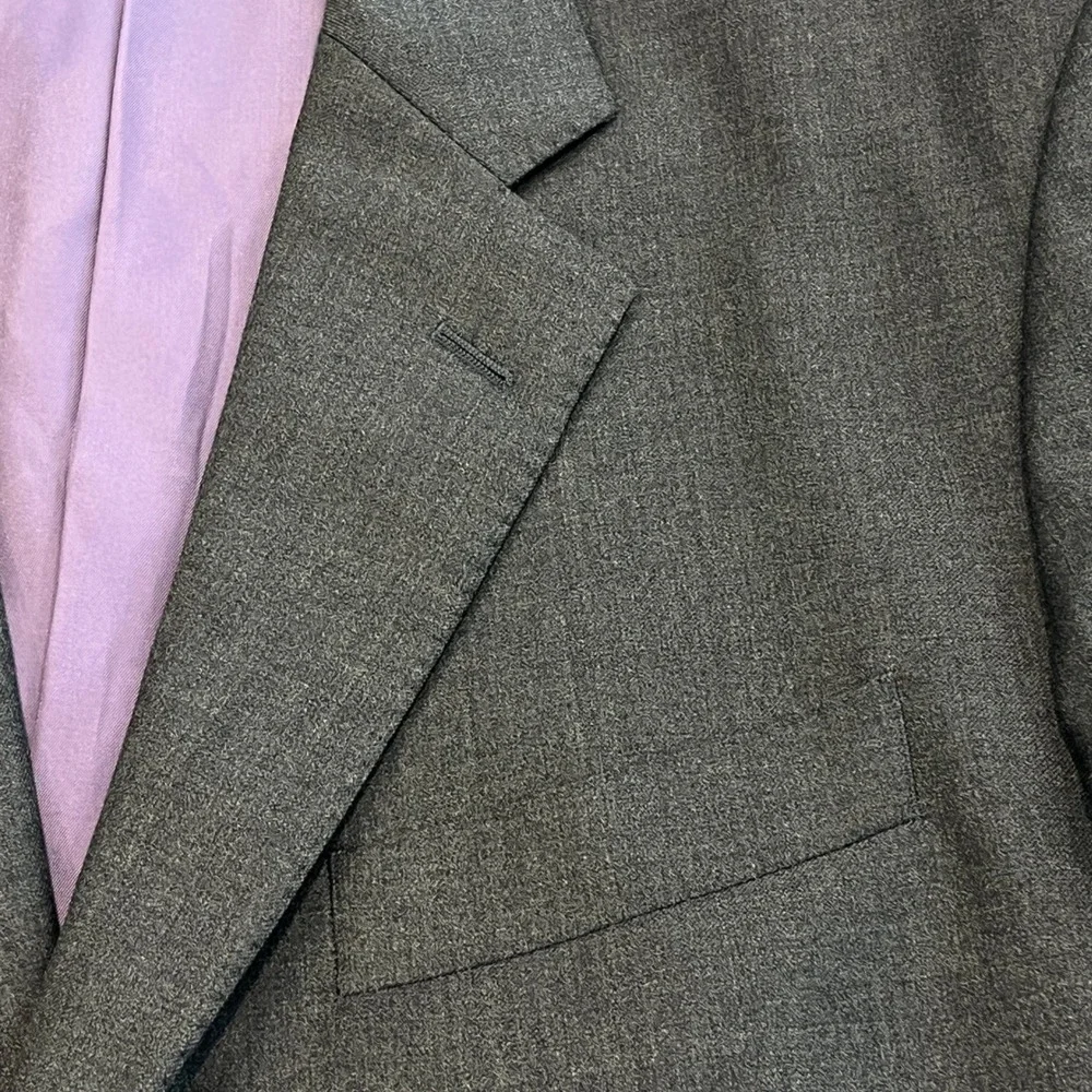 TM Lewin Blazer Mens 40S Gray Merino Wool‎ Super 110s Two Button Double Vent